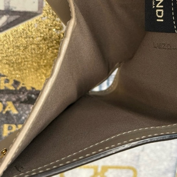 Fendi F Beige Leather Bi-Fold Wallet with Gold Logo. 31/2 X 41/2 - Picture 11 of 16